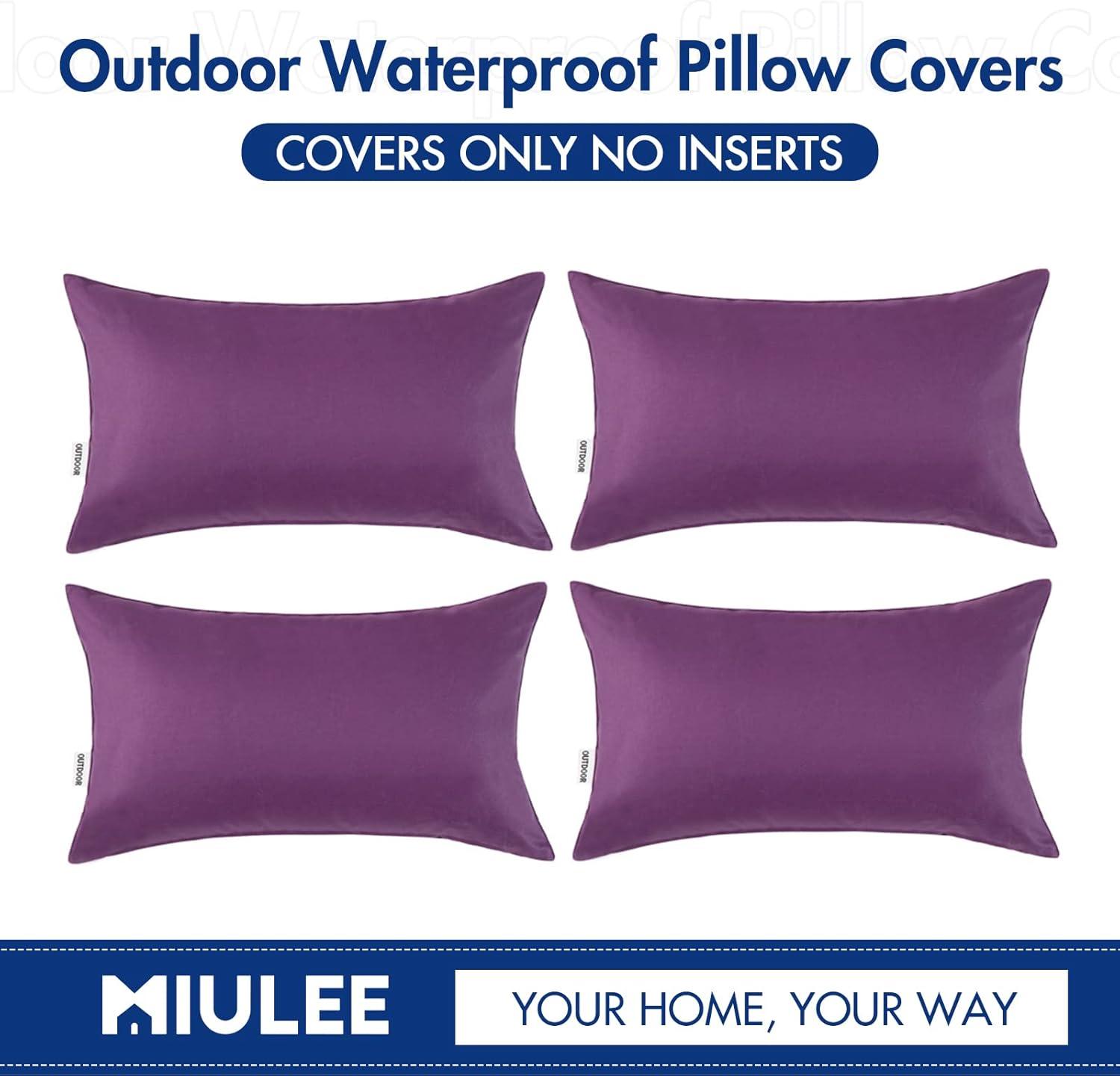 imageMIULEE Pack of 4 Decorative Outdoor Waterproof Summer Pillow Covers Square Garden Cushion Cases PU Coating Throw Pillow Cover Shell for Tent Park Couch 18x18 inch redYellowPurple