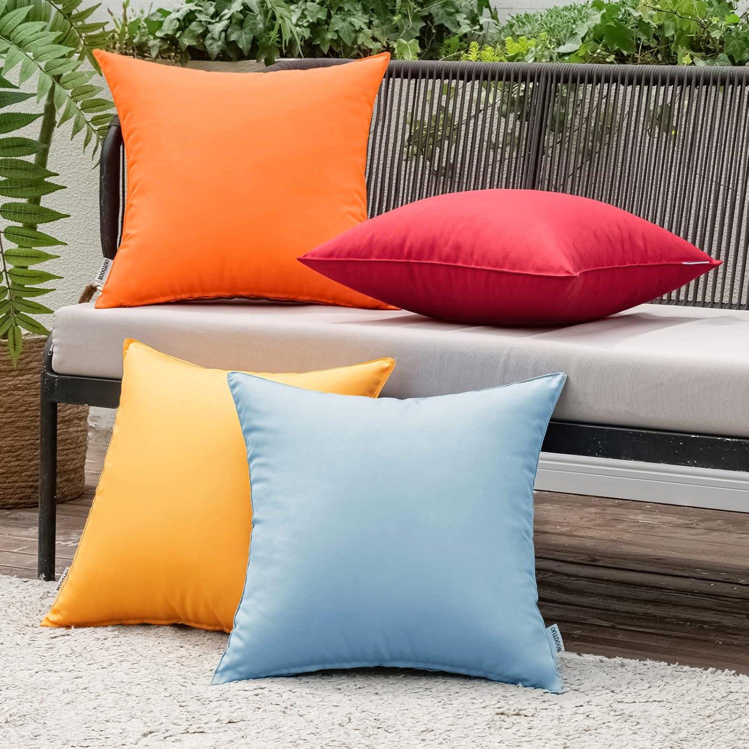 imageMIULEE Pack of 4 Decorative Outdoor Waterproof Summer Pillow Covers Square Garden Cushion Cases PU Coating Throw Pillow Cover Shell for Tent Park Couch 18x18 inch redYellowRedYellow