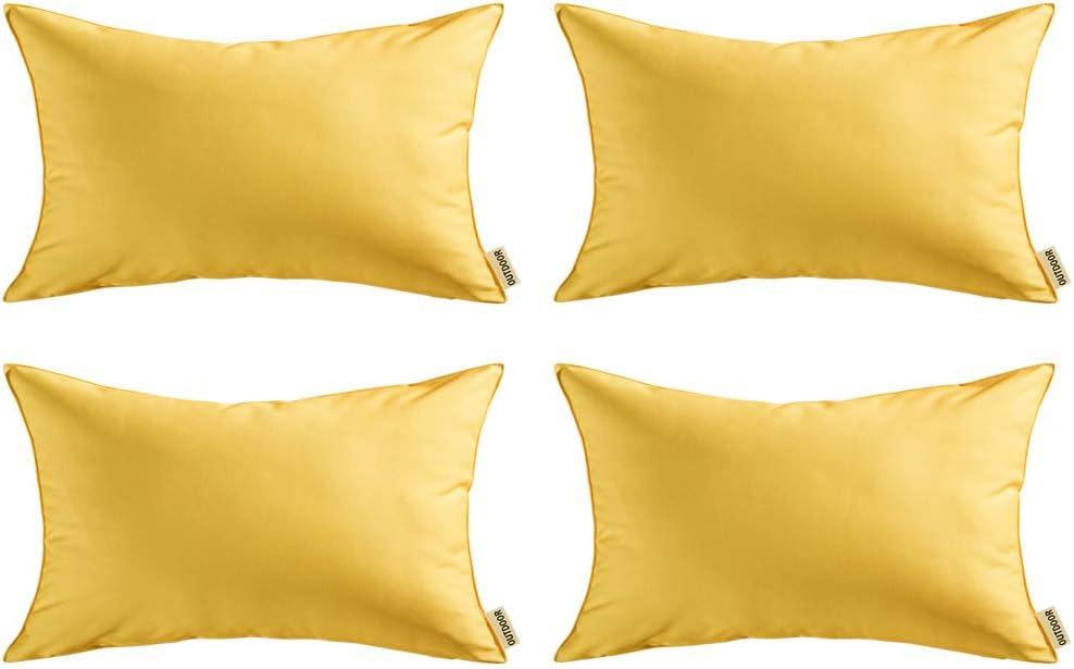 imageMIULEE Pack of 4 Decorative Outdoor Waterproof Summer Pillow Covers Square Garden Cushion Cases PU Coating Throw Pillow Cover Shell for Tent Park Couch 18x18 inch redYellowYellow