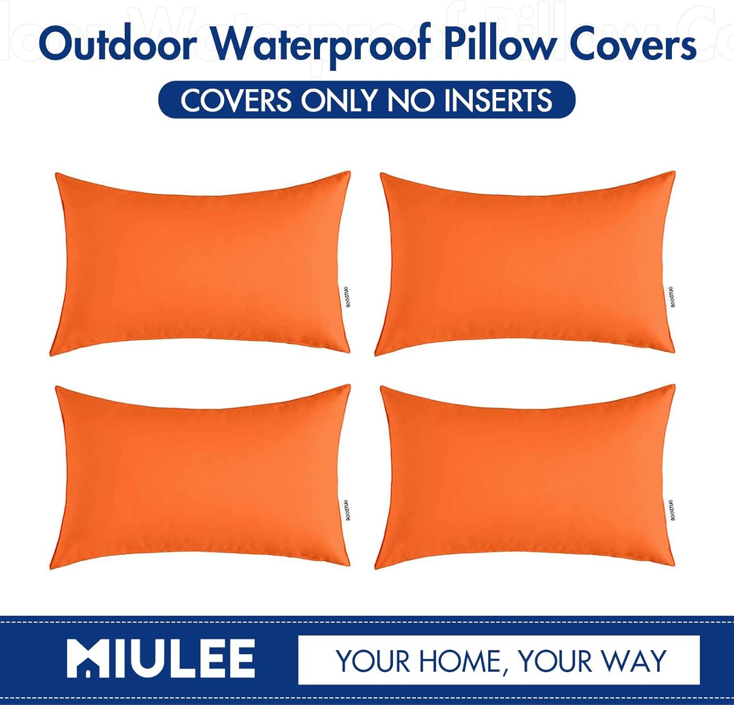 imageMIULEE Pack of 4 Decorative Outdoor Waterproof Summer Pillow Covers Square Garden Cushion Cases PU Coating Throw Pillow Cover Shell for Tent Park Couch 18x18 inch redYellowOrange