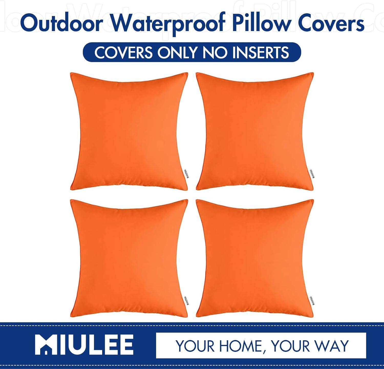 imageMIULEE Pack of 4 Decorative Outdoor Waterproof Summer Pillow Covers Square Garden Cushion Cases PU Coating Throw Pillow Cover Shell for Tent Park Couch 18x18 inch redYellowOrange
