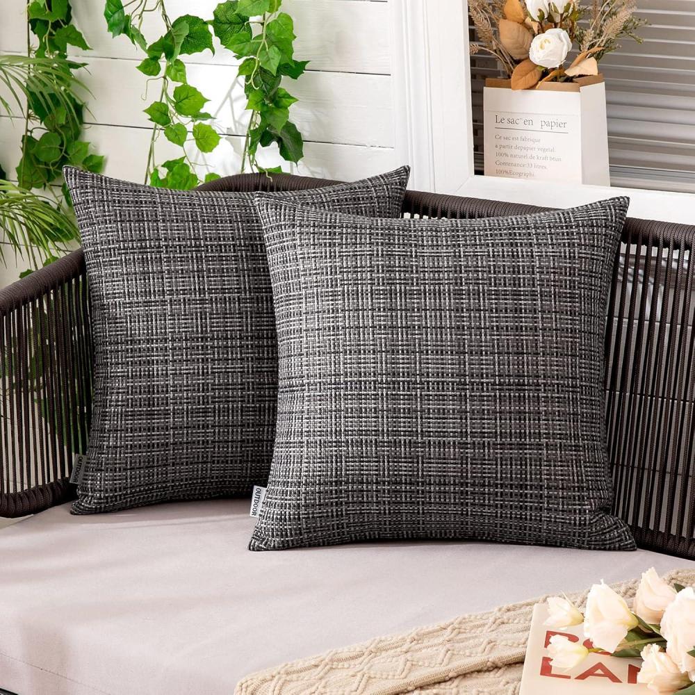 imageMIULEE Outdoor Waterproof Throw Pillow Covers Decorative Farmhouse Water Resistant Cushion Covers for Tent Patio Garden Couch Sofa Pack of 2 20x20 Inch VioletGray