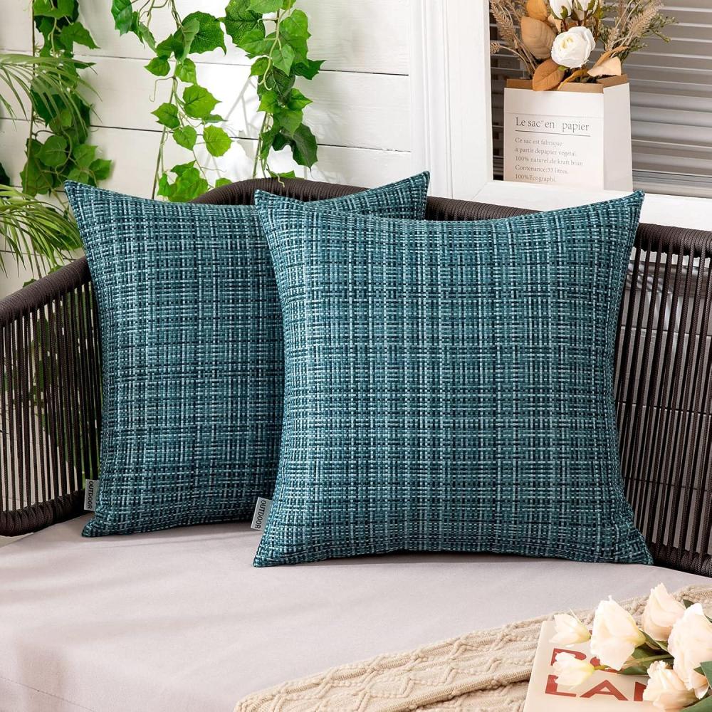 imageMIULEE Outdoor Waterproof Throw Pillow Covers Decorative Farmhouse Water Resistant Cushion Covers for Tent Patio Garden Couch Sofa Pack of 2 20x20 Inch VioletTeal