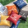 MIULEE Outdoor Waterproof Throw Pillow Covers Set of 2 Hello Sunshine Decorative Outdoor Square Pillowcases for Chair Patio Garden Couch Tent Balcony Sofa Black 18×18 Inch(Blue)