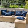 MIULEE Outdoor Waterproof Throw Pillow Covers Set of 2 Hello Sunshine Decorative Outdoor Square Pillowcases for Chair Patio Garden Couch Tent Balcony Sofa Black 18×18 Inch(Blue)