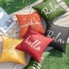 MIULEE Outdoor Waterproof Throw Pillow Covers Set of 2 Hello Sunshine Decorative Outdoor Square Pillowcases for Chair Patio Garden Couch Tent Balcony Sofa Black 18×18 Inch(Coral Red)