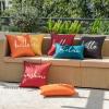 MIULEE Outdoor Waterproof Throw Pillow Covers Set of 2 Hello Sunshine Decorative Outdoor Square Pillowcases for Chair Patio Garden Couch Tent Balcony Sofa Black 18×18 Inch(Deep Blue)