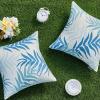 MIULEE Pack of 2 Fall Decorative Outdoor Waterproof Throw Pillow Covers Patio Pillow Cases Natural Leaves Pattern Spring Square Cushion Shams Shell for Garden Balcony Couch 20×20 Inch, Orange(Light Blue)