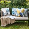 MIULEE Pack of 2 Fall Decorative Outdoor Waterproof Throw Pillow Covers Patio Pillow Cases Natural Leaves Pattern Spring Square Cushion Shams Shell for Garden Balcony Couch 20×20 Inch, Orange(Navy Blue)