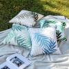 MIULEE Pack of 2 Fall Decorative Outdoor Waterproof Throw Pillow Covers Patio Pillow Cases Natural Leaves Pattern Spring Square Cushion Shams Shell for Garden Balcony Couch 20×20 Inch, Orange(Blue)