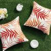 MIULEE Pack of 2 Fall Decorative Outdoor Waterproof Throw Pillow Covers Patio Pillow Cases Natural Leaves Pattern Spring Square Cushion Shams Shell for Garden Balcony Couch 20×20 Inch, Orange(Orange)