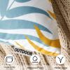 MIULEE Pack of 2 Fall Decorative Outdoor Waterproof Throw Pillow Covers Patio Pillow Cases Natural Leaves Pattern Spring Square Cushion Shams Shell for Garden Balcony Couch 20×20 Inch, Orange(Yellow Blue)