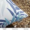 MIULEE Pack of 2 Fall Decorative Outdoor Waterproof Throw Pillow Covers Patio Pillow Cases Natural Leaves Pattern Spring Square Cushion Shams Shell for Garden Balcony Couch 20×20 Inch, Orange(Blue)