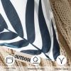 MIULEE Pack of 2 Fall Decorative Outdoor Waterproof Throw Pillow Covers Patio Pillow Cases Natural Leaves Pattern Spring Square Cushion Shams Shell for Garden Balcony Couch 20×20 Inch, Orange(Navy Blue)