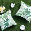 MIULEE Pack of 2 Fall Decorative Outdoor Waterproof Throw Pillow Covers Patio Pillow Cases Natural Leaves Pattern Spring Square Cushion Shams Shell for Garden Balcony Couch 20×20 Inch, Orange(Sage Green)