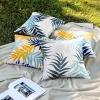 MIULEE Pack of 2 Fall Decorative Outdoor Waterproof Throw Pillow Covers Patio Pillow Cases Natural Leaves Pattern Spring Square Cushion Shams Shell for Garden Balcony Couch 20×20 Inch, Orange(Yellow Blue)