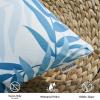 MIULEE Pack of 2 Fall Decorative Outdoor Waterproof Throw Pillow Covers Patio Pillow Cases Natural Leaves Pattern Spring Square Cushion Shams Shell for Garden Balcony Couch 20×20 Inch, Orange(Light Blue)