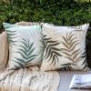 MIULEE Pack of 2 Fall Decorative Outdoor Waterproof Throw Pillow Covers Patio Pillow Cases Natural Leaves Pattern Spring Square Cushion Shams Shell for Garden Balcony Couch 20×20 Inch, Orange(Coffee Brown)