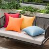 MIULEE Pack of 4 Decorative Outdoor Waterproof Summer Pillow Covers Square Garden Cushion Cases PU Coating Throw Pillow Cover Shell for Tent Park Couch 18×18 inch red/Yellow(Red/Yellow)