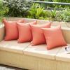 MIULEE Pack of 4 Decorative Outdoor Waterproof Summer Pillow Covers Square Garden Cushion Cases PU Coating Throw Pillow Cover Shell for Tent Park Couch 18×18 inch red/Yellow(Coral Red)