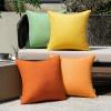 MIULEE Pack of 4 Decorative Outdoor Waterproof Summer Pillow Covers Square Garden Cushion Cases PU Coating Throw Pillow Cover Shell for Tent Park Couch 18×18 inch red/Yellow(Orange/Green)