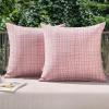 MIULEE Outdoor Waterproof Throw Pillow Covers Decorative Farmhouse Water Resistant Cushion Covers for Tent Patio Garden Couch Sofa Pack of 2, 20×20 Inch Violet(Pink)
