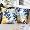MIULEE Pack of 2 Fall Decorative Outdoor Waterproof Throw Pillow Covers Patio Pillow Cases Natural Leaves Pattern Spring Square Cushion Shams Shell for Garden Balcony Couch 20×20 Inch, Orange(Yellow Blue)