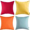 MIULEE Pack of 4 Decorative Outdoor Waterproof Summer Pillow Covers Square Garden Cushion Cases PU Coating Throw Pillow Cover Shell for Tent Park Couch 18×18 inch red/Yellow(Red/Yellow)