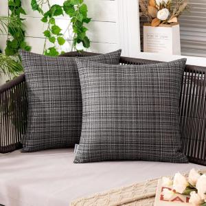 MIULEE Outdoor Waterproof Throw Pillow Covers Decorative Farmhouse Water Resistant Cushion Covers for Tent Patio Garden Couch Sofa Pack of 2, 20×20 Inch Violet(Gray)