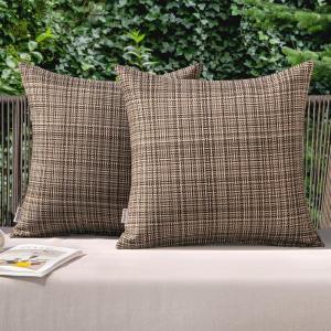 MIULEE Outdoor Waterproof Throw Pillow Covers Decorative Farmhouse Water Resistant Cushion Covers for Tent Patio Garden Couch Sofa Pack of 2, 20×20 Inch Violet(Brown)