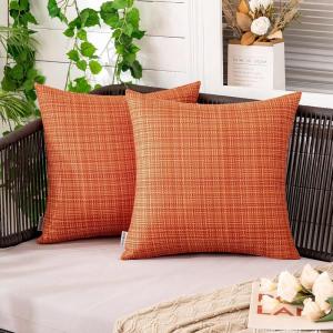 MIULEE Outdoor Waterproof Throw Pillow Covers Decorative Farmhouse Water Resistant Cushion Covers for Tent Patio Garden Couch Sofa Pack of 2, 20×20 Inch Violet(Orange)