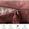 MIULEE Pack of 2 Velvet Soft Solid Decorative Throw Pillow Cover with Tassels Fringe Boho Accent Cushion Case for Couch Sofa Bed 18 x 18 Inch Jam