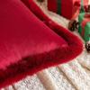 MIULEE Christmas Velvet Pillow Covers with Faux Fur Decorative Boho Winter Pillowcases Set of 2 Soft Square Cushion Covers for Couch Bed Sofa Living Room Bedroom 18 X 18 Inches Burgundy