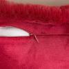 MIULEE Christmas Velvet Pillow Covers with Faux Fur Decorative Boho Winter Pillowcases Set of 2 Soft Square Cushion Covers for Couch Bed Sofa Living Room Bedroom 18 X 18 Inches Burgundy