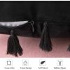 MIULEE Pack of 2 Halloween Velvet Soft Solid Decorative Throw Pillow Cover with Tassels Fringe Boho Accent Cushion Case for Couch Sofa Bed 20 x 20 Inch Black