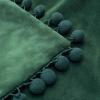 MIULEE Pack of 2 Square Decorative Throw Pillow Covers with Cute Pom-poms Soft Velvet Farmhouse Cushion Covers for Couch Sofa Bedroom Decor Outdoor 20 x 20 Inch Dark Green