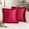 MIULEE Christmas Velvet Pillow Covers with Faux Fur Decorative Boho Winter Pillowcases Set of 2 Soft Square Cushion Covers for Couch Bed Sofa Living Room Bedroom 18 X 18 Inches Burgundy
