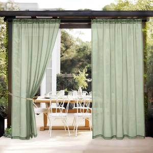 MIULEE Outdoor Sheer Curtain for Patio Waterproof – 2 Panels Sage Green Privacy Drape Voile Curtain Rod Pocket for Porch,Pergola, Cabana, Gazebo, 54 X 84 Inch Long(Sage Green)