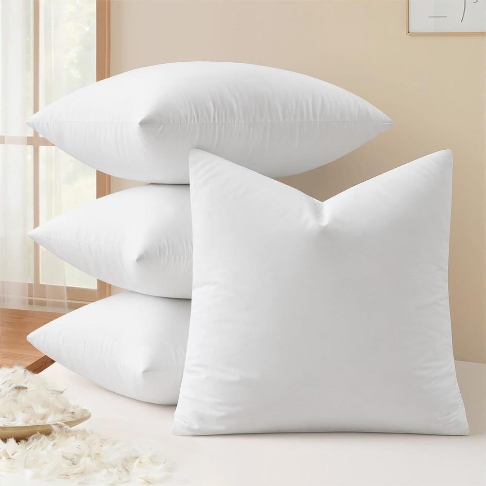 imageMIULEE Pack of 4 18x18 Pillow Inserts Premium Feather and Down Decorative Throw Pillows Fluffy and Choppable Cotton Fabric for Sofa Bed Couch24x24 Inch