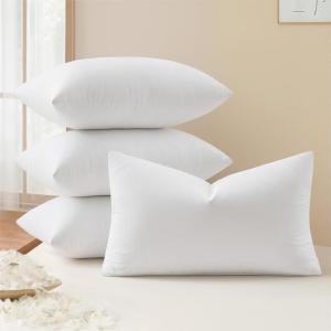 MIULEE Pack of 4 18×18 Pillow Inserts, Premium Feather and Down Decorative Throw Pillows, Fluffy and Choppable, Cotton Fabric for Sofa Bed Couch(12×20 Inch)