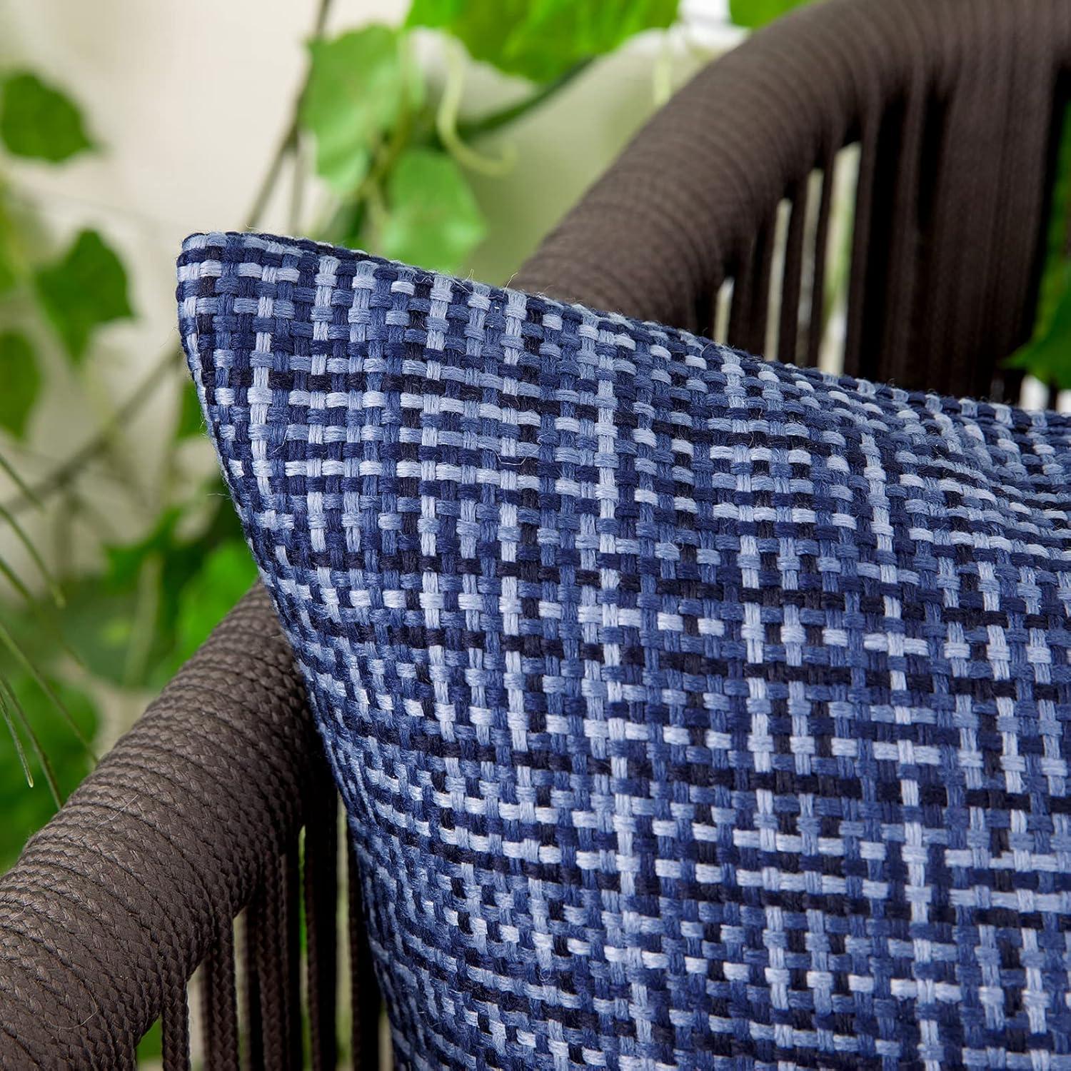 imageMIULEE Outdoor Waterproof Throw Pillow Covers Decorative Farmhouse Water Resistant Cushion Covers for Tent Patio Garden Couch Sofa Pack of 2 18x18 Inch CoffeeNavy Blue