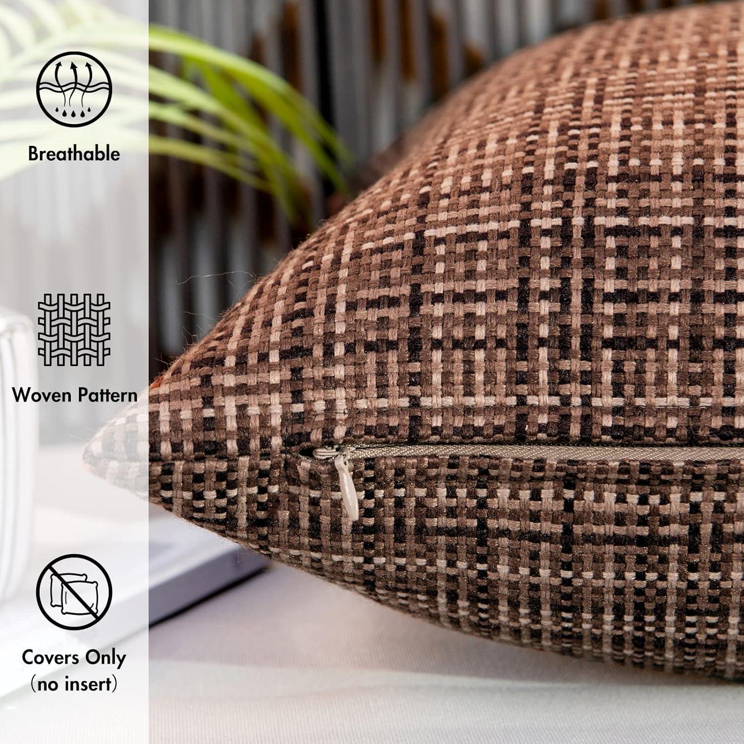 imageMIULEE Outdoor Waterproof Throw Pillow Covers Decorative Farmhouse Water Resistant Cushion Covers for Tent Patio Garden Couch Sofa Pack of 2 18x18 Inch CoffeeCoffee