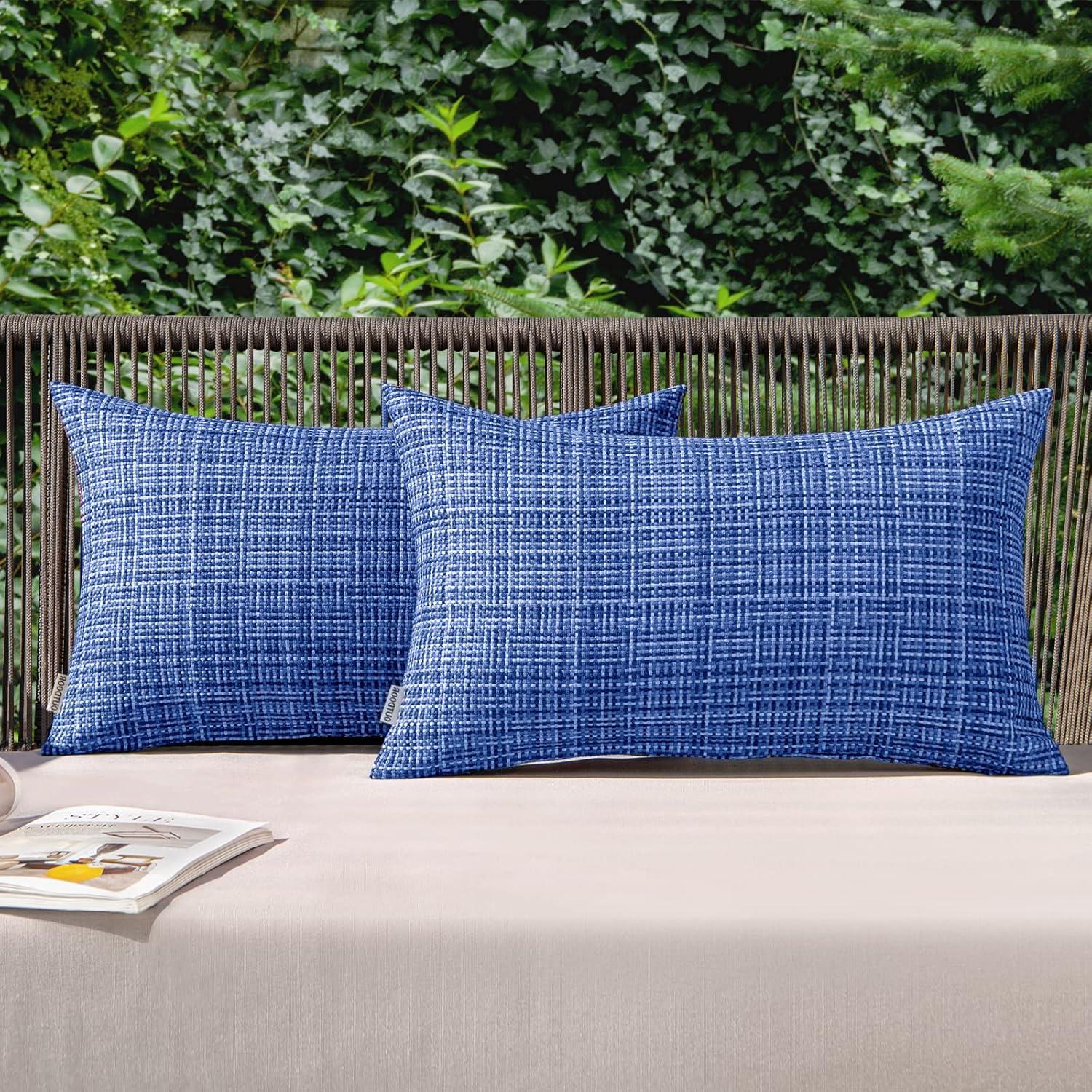 imageMIULEE Outdoor Waterproof Throw Pillow Covers Decorative Farmhouse Water Resistant Cushion Covers for Tent Patio Garden Couch Sofa Pack of 2 18x18 Inch CoffeeBlue