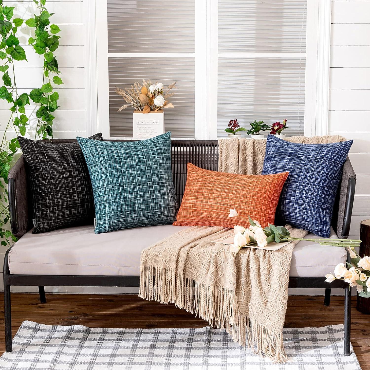 imageMIULEE Outdoor Waterproof Throw Pillow Covers Decorative Farmhouse Water Resistant Cushion Covers for Tent Patio Garden Couch Sofa Pack of 2 18x18 Inch CoffeeOrange