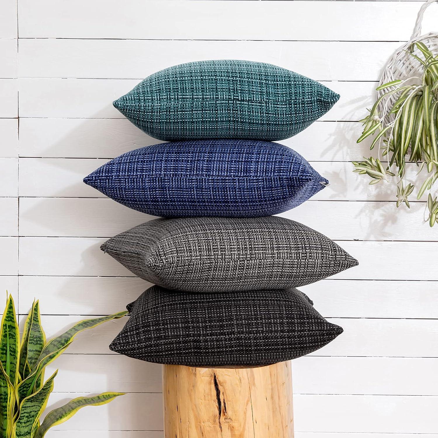 imageMIULEE Outdoor Waterproof Throw Pillow Covers Decorative Farmhouse Water Resistant Cushion Covers for Tent Patio Garden Couch Sofa Pack of 2 18x18 Inch CoffeeGray
