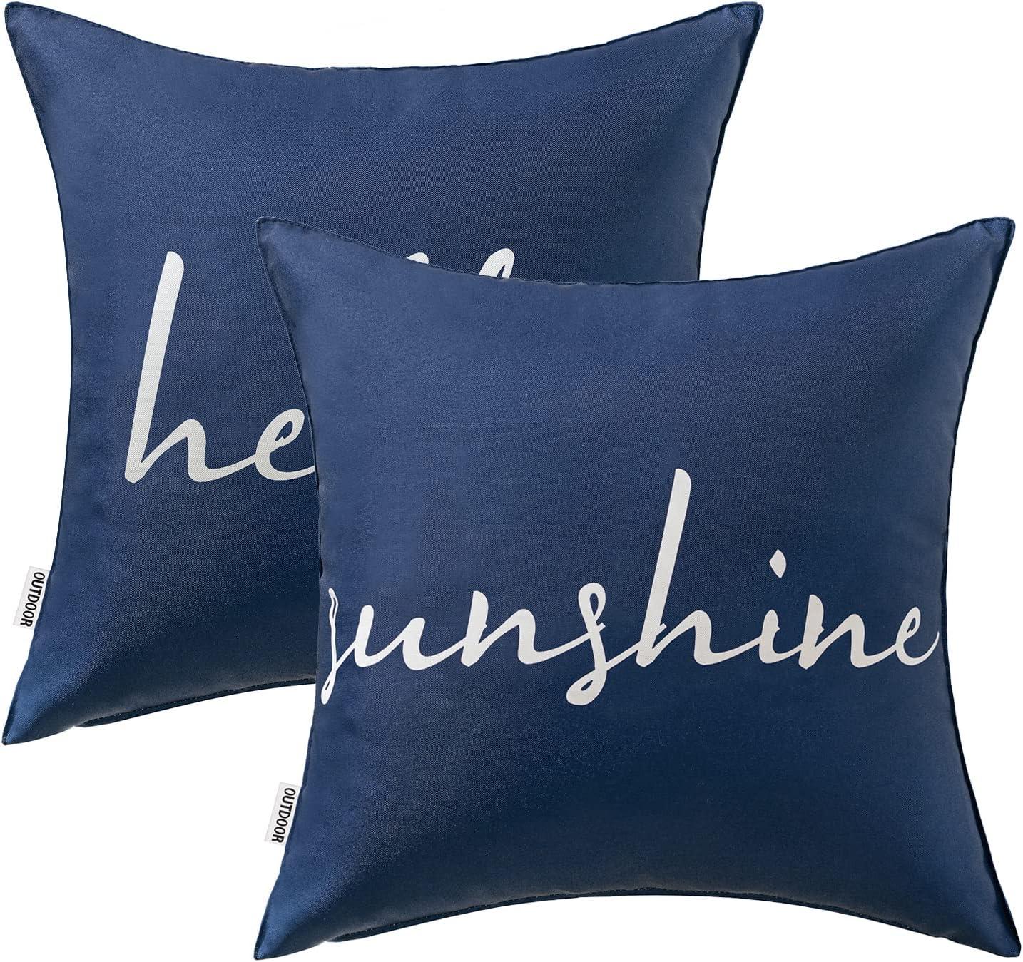 imageMIULEE Outdoor Waterproof Throw Pillow Covers Set of 2 Hello Sunshine Decorative Outdoor Rectangular Pillowcases for Chair Patio Garden Couch Tent Balcony Sofa Orange 12x20 InchBlue