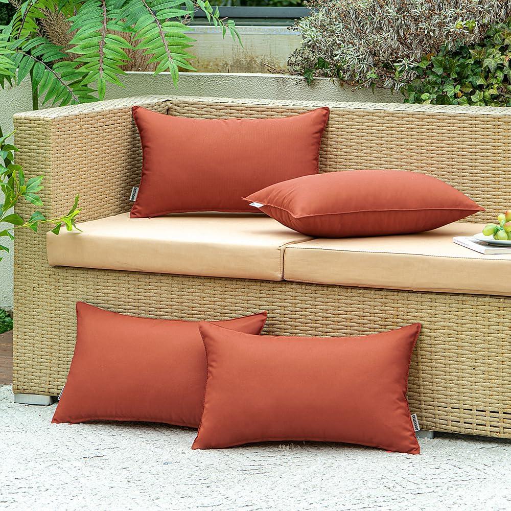 imageMIULEE Pack of 4 Decorative Outdoor Waterproof Summer Pillow Cover Square Garden Cushion Case PU Coating Throw Pillowcase Shell for Tent Park Couch 18x18 Inch Light GreyRust