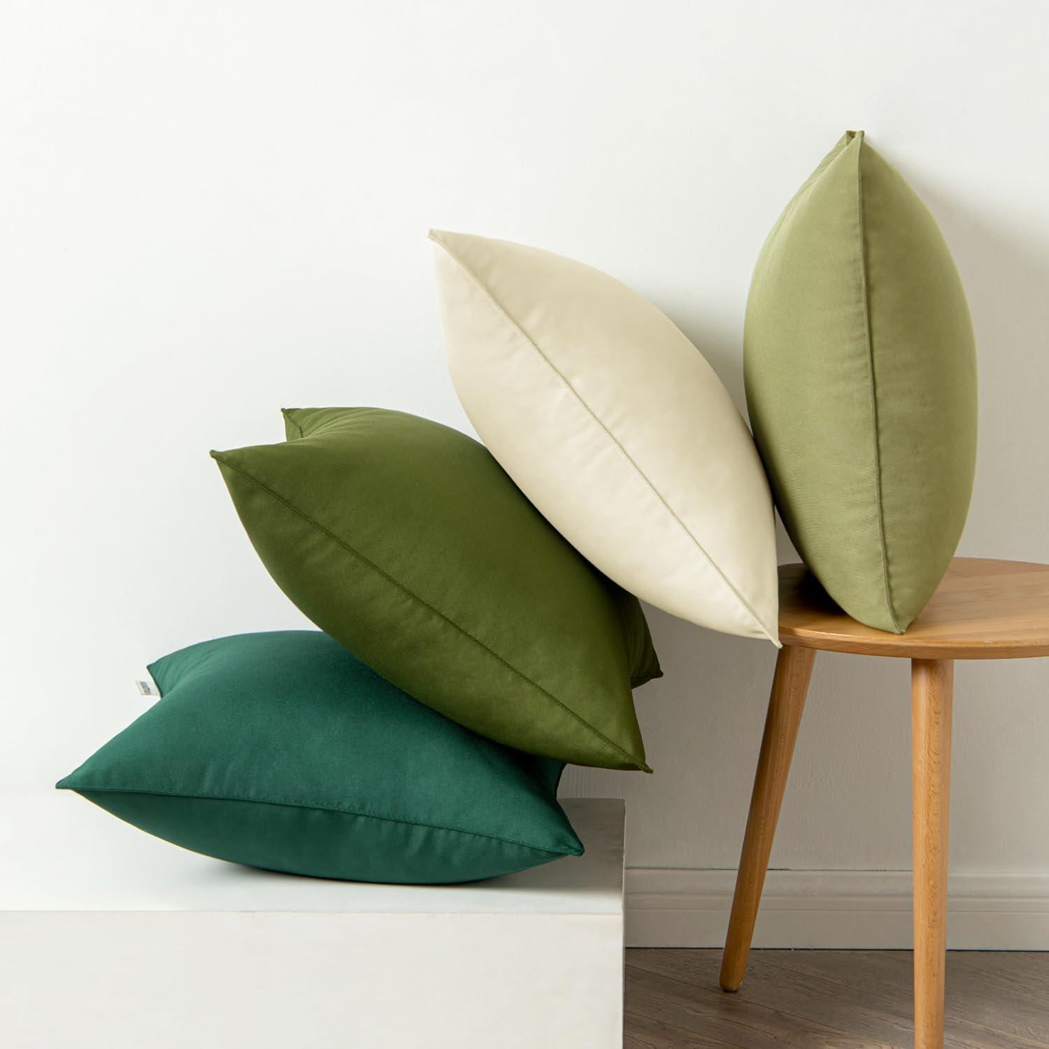 imageMIULEE Pack of 4 Decorative Outdoor Waterproof Summer Pillow Cover Square Garden Cushion Case PU Coating Throw Pillowcase Shell for Tent Park Couch 18x18 Inch Light GreyGreen