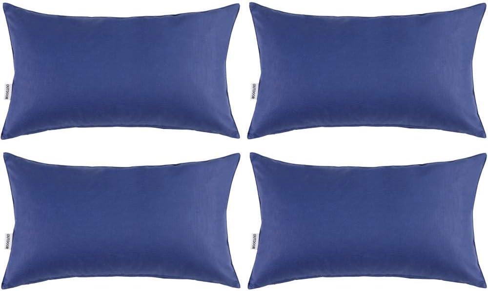 imageMIULEE Pack of 4 Decorative Outdoor Waterproof Summer Pillow Cover Square Garden Cushion Case PU Coating Throw Pillowcase Shell for Tent Park Couch 18x18 Inch Light GreyNavy Blue