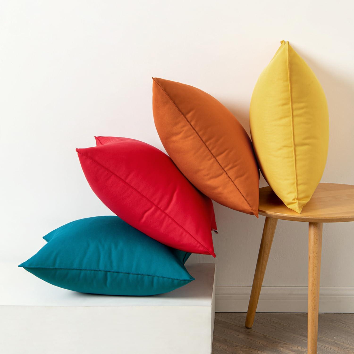 imageMIULEE Pack of 4 Decorative Outdoor Waterproof Summer Pillow Cover Square Garden Cushion Case PU Coating Throw Pillowcase Shell for Tent Park Couch 18x18 Inch Light GreyRedBlue